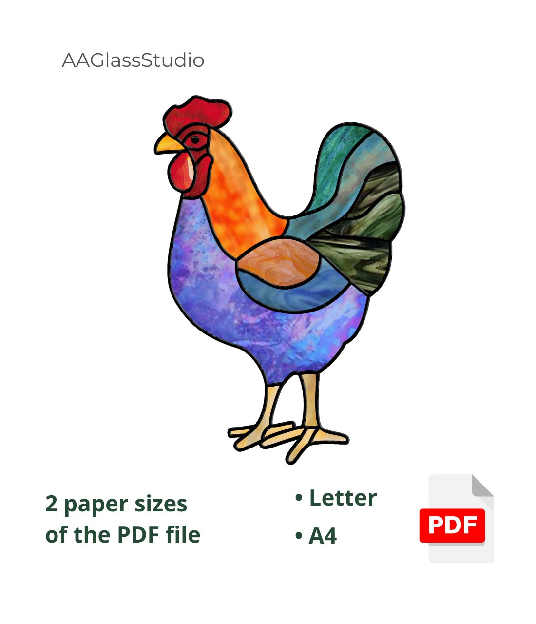 Stained Glass Chicken Pattern 3 - Aaglassstudio inside Free Printable Chicken Patterns