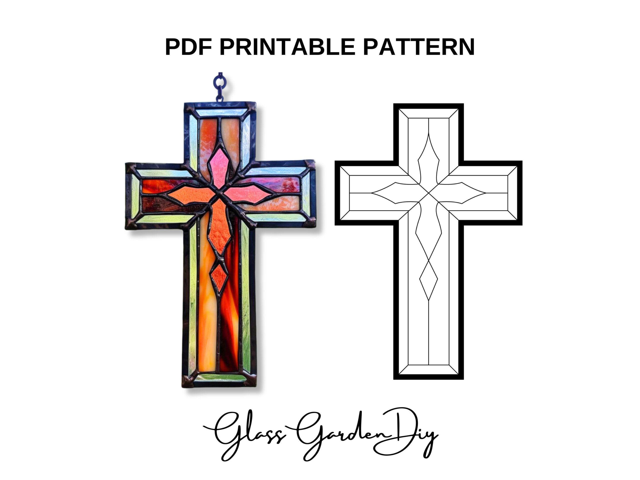 Stained Glass Cross Pattern Pdf | Diy Printable Template inside Printable Stained Glass Cross Patterns