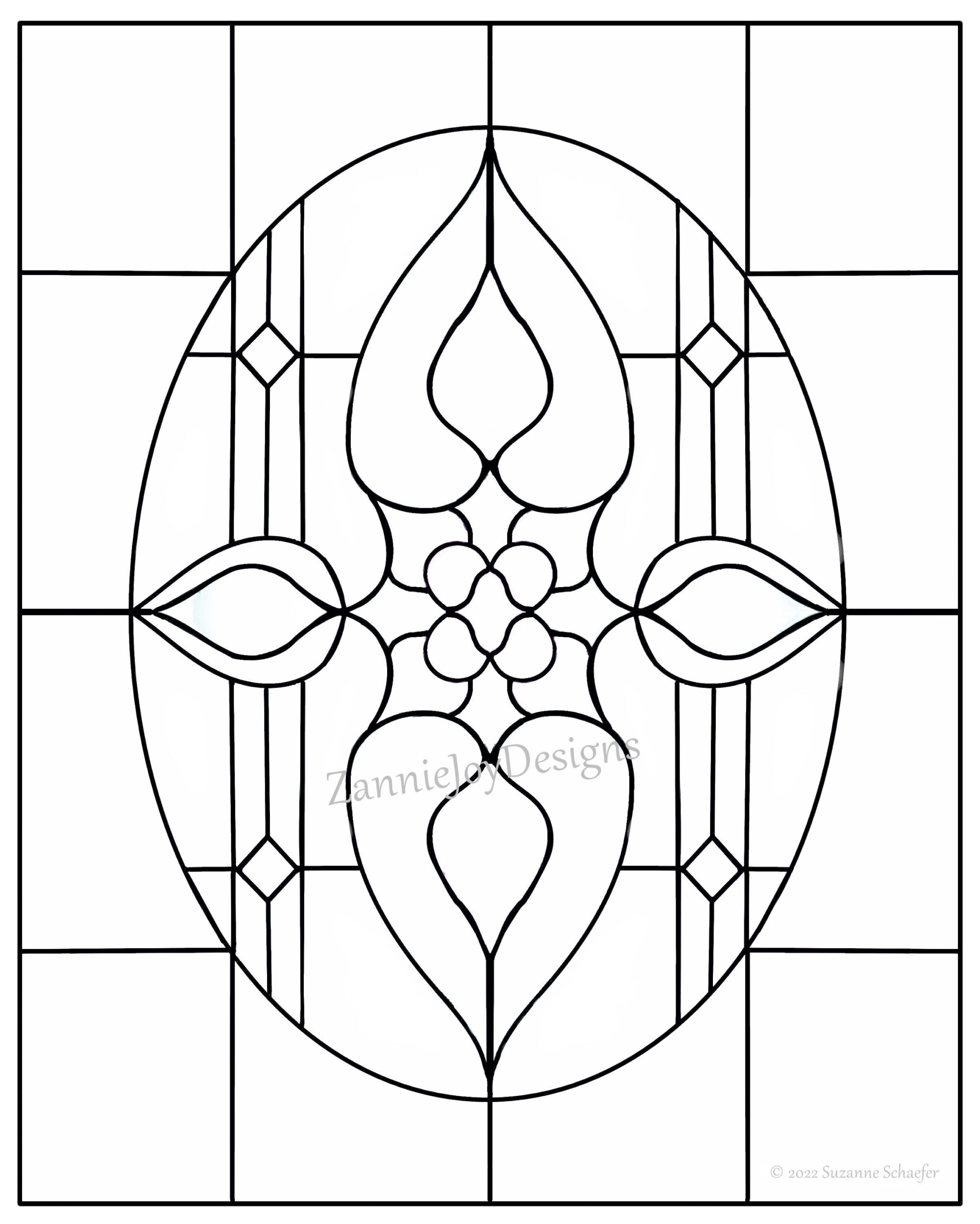 Stained Glass Pattern, Instant Download, Printable Pdf, Coloring inside Easy Printable Stained Glass Patterns