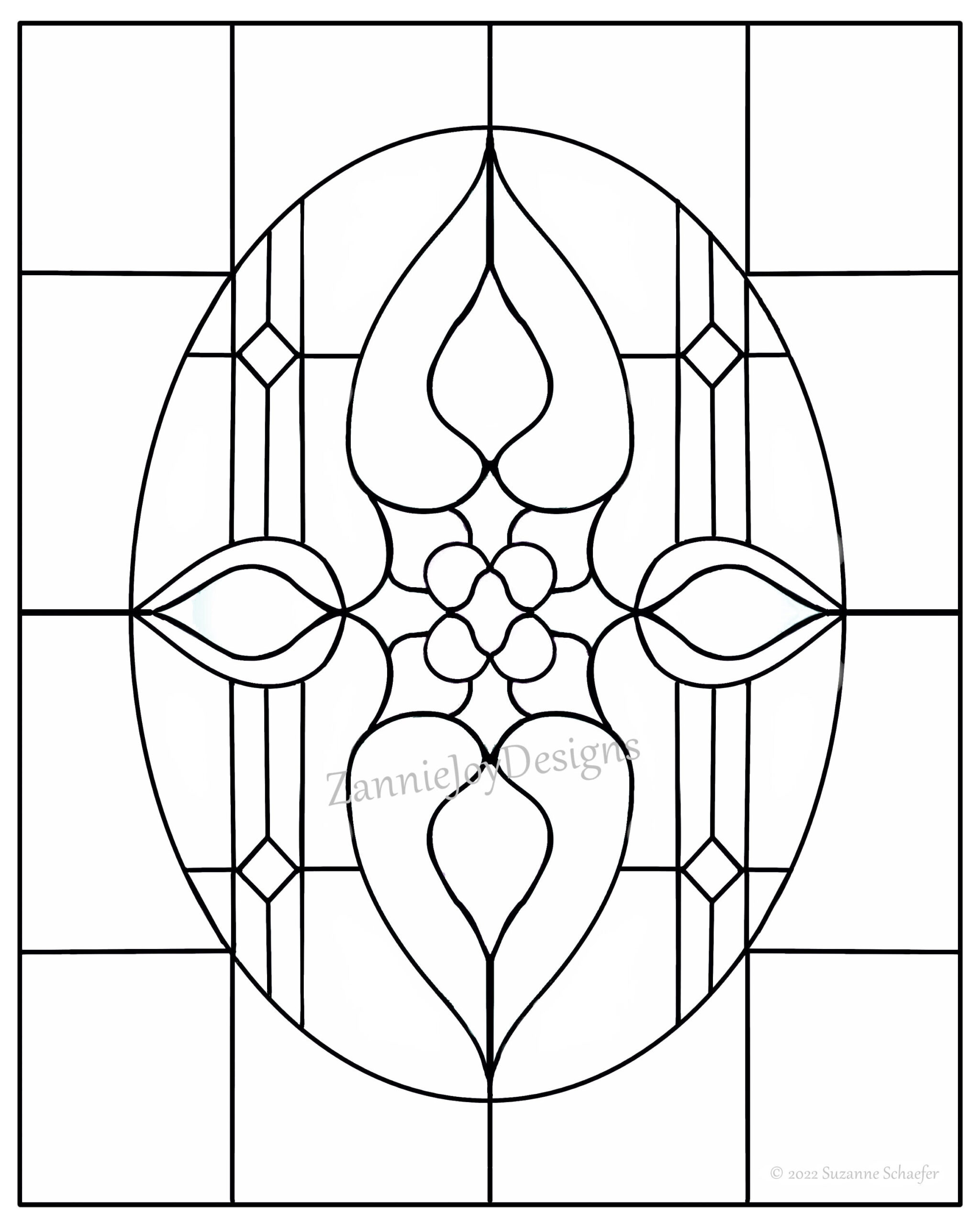 Stained Glass Pattern, Instant Download, Printable Pdf, Coloring regarding Printable Gallery Glass Patterns