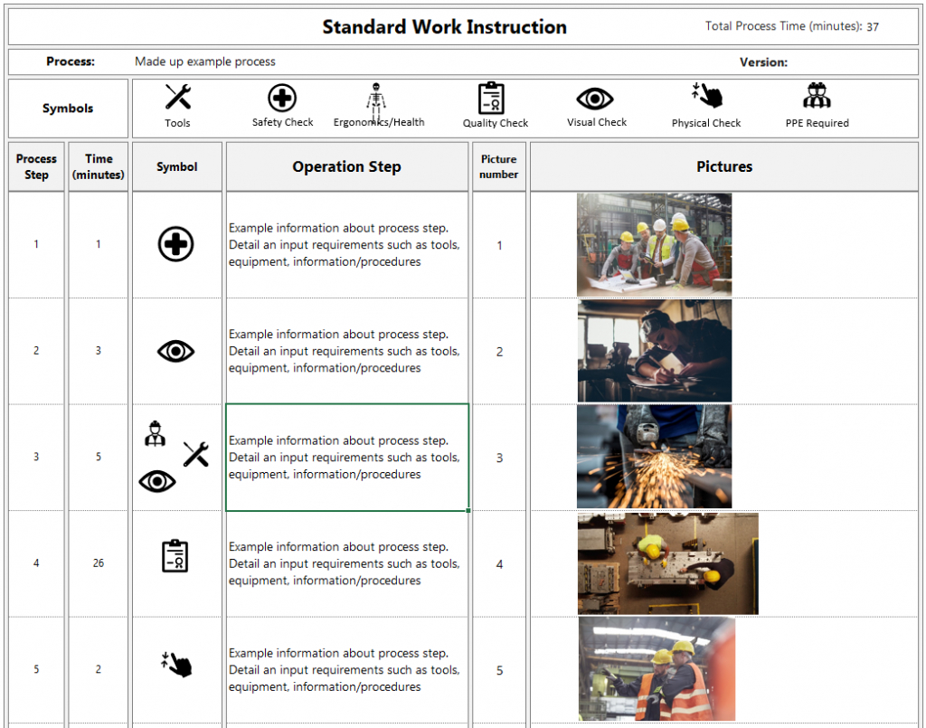 Standard Work Instructions Template (Excel) » Learn Lean Sigma throughout Standard Work Template Free