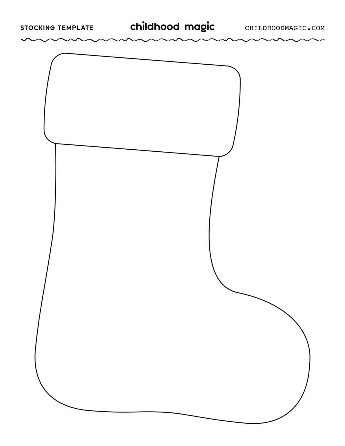 Stocking Template - Free Printable - Childhood Magic inside Free Christmas Stocking Printable