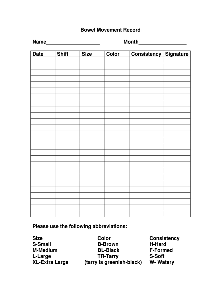 Stool Monitoring Chart: Fill Out &amp;amp; Sign Online | Dochub for Free Printable Bowel Movement Log