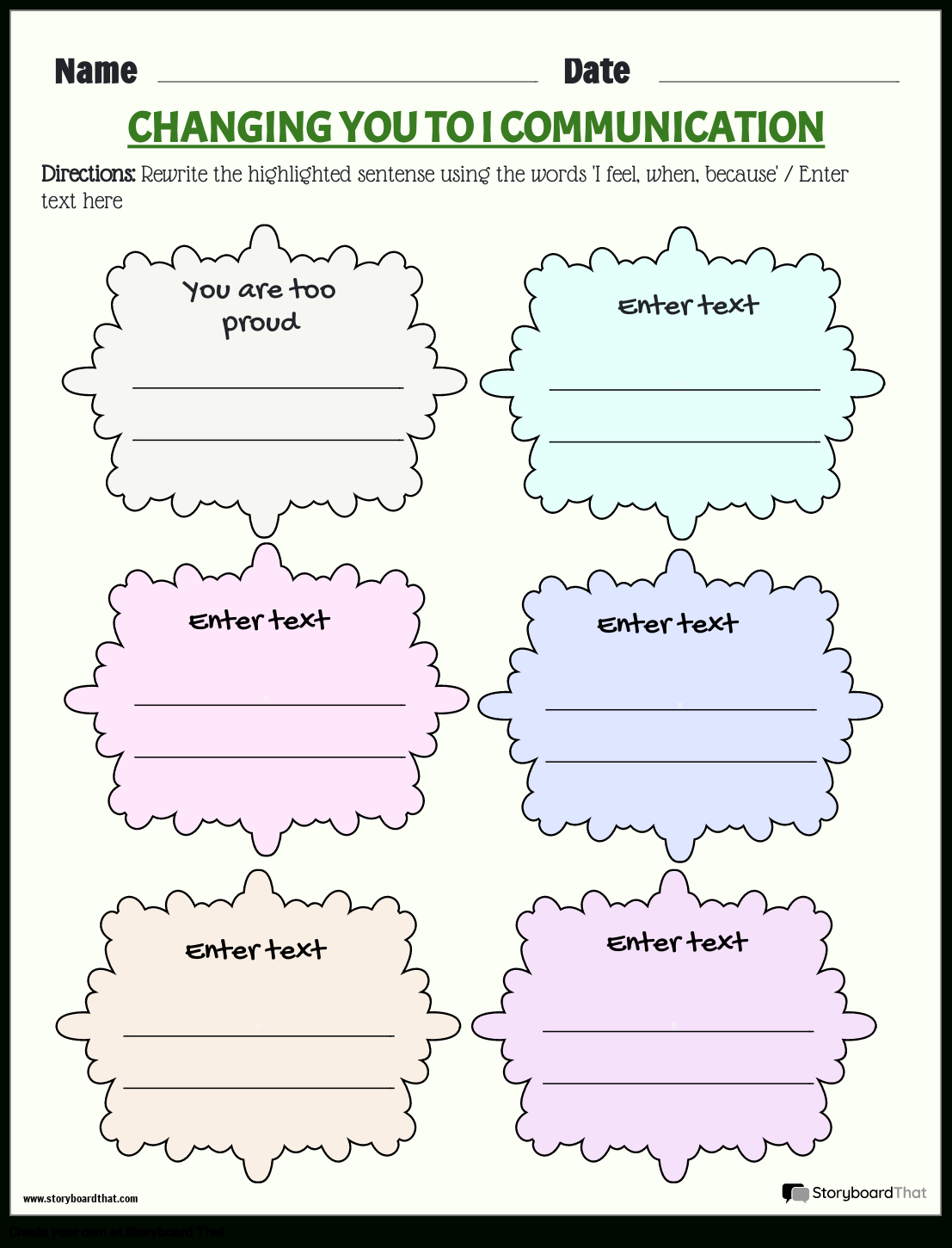 Storyboard That: Communication Worksheets For Education regarding Free Printable Communication Skills Worksheets