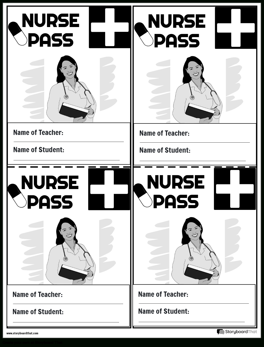 Storyboard That: Free Printable Hall Passes For Classrooms with regard to Nurse Passes Printable Free