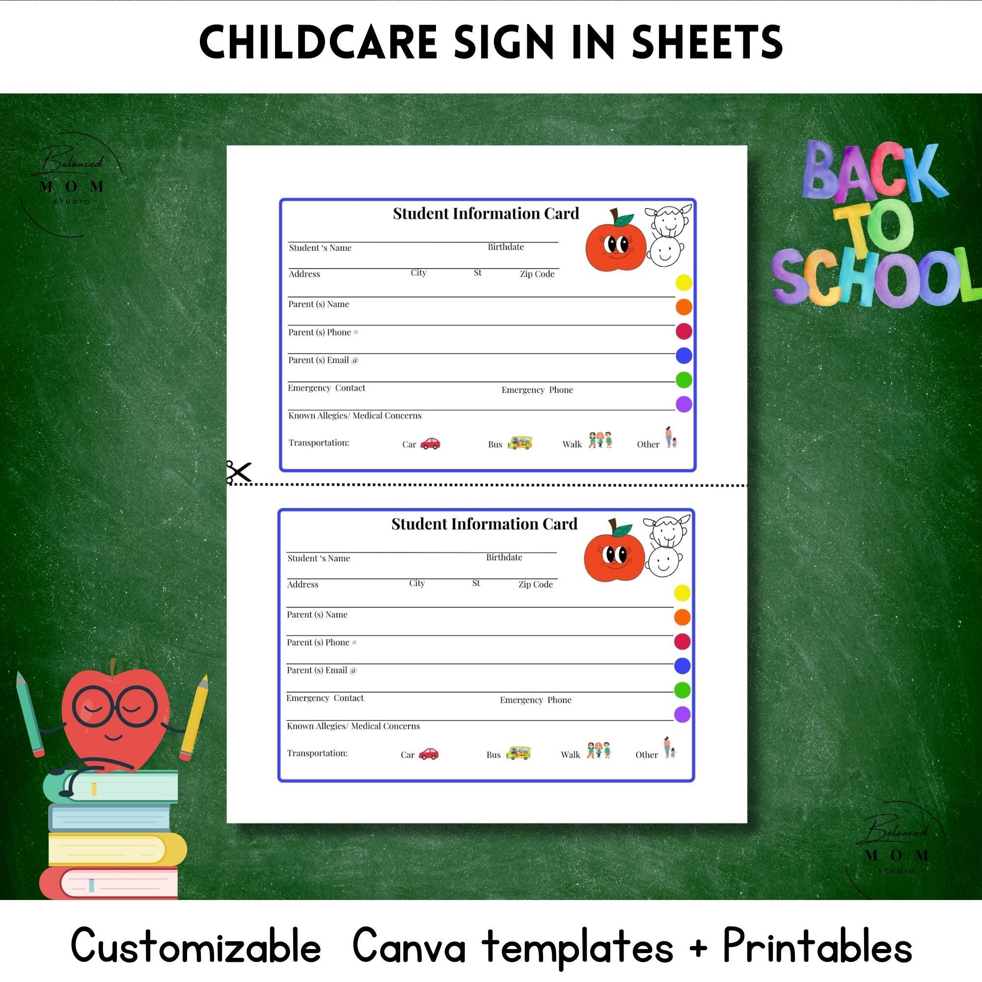 Student Information Card Editable Canva Template| Printable with regard to Free Printable Student Information Cards