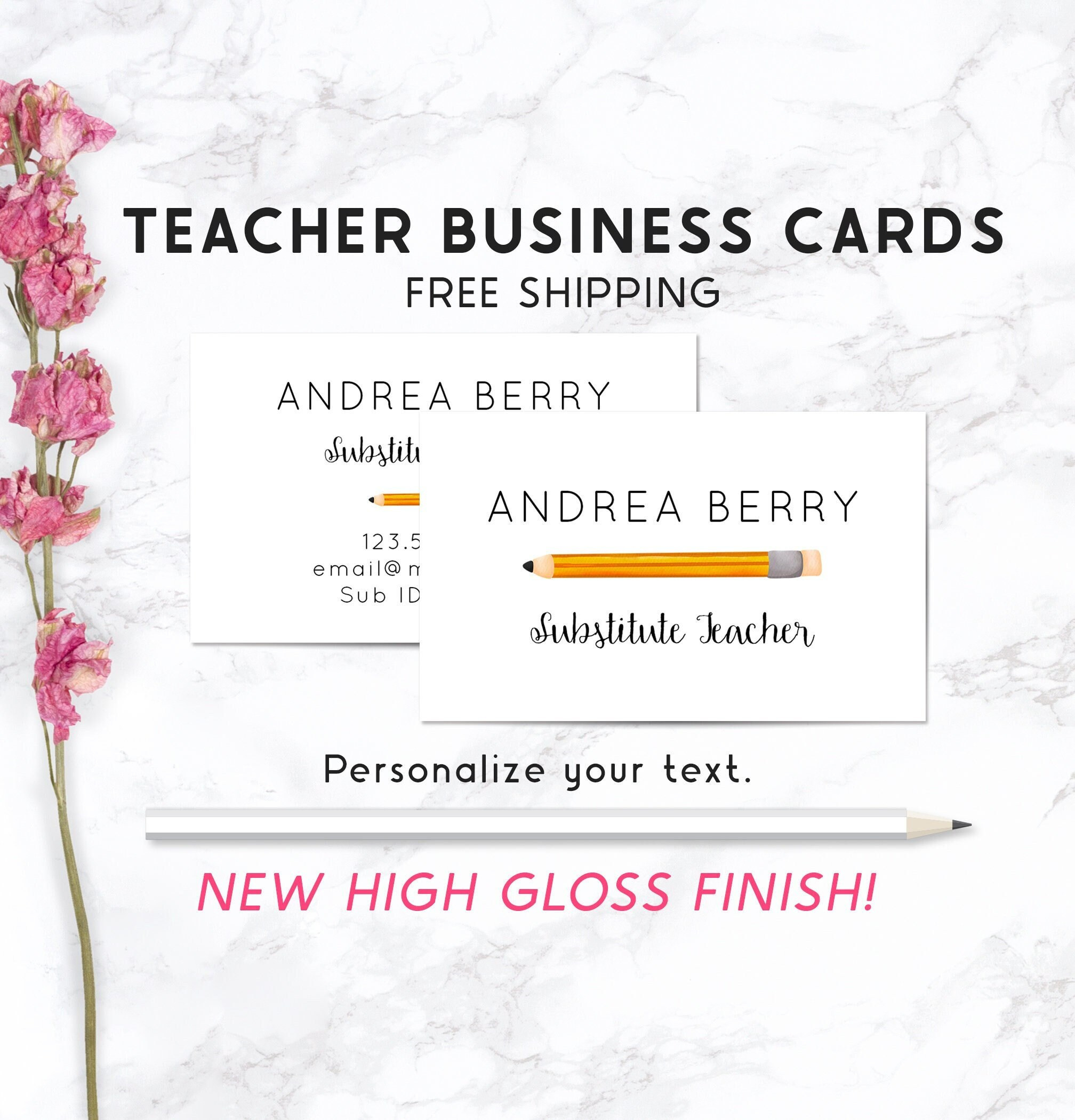 Substitute Teacher Business Cards, Open House Contact Cards, Back for Substitute Teacher Business Cards Templates Free