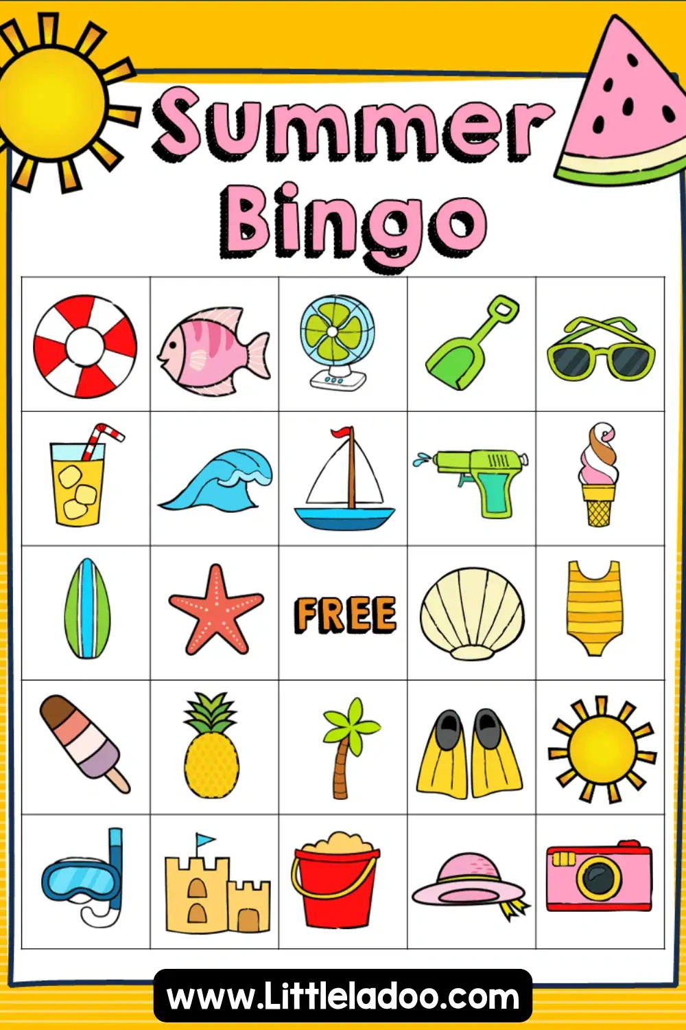 Summer Bingo {Free Printable} inside Summer Bingo Printable Free