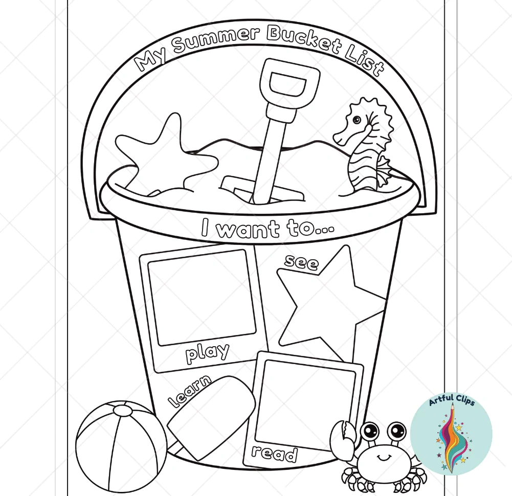 Summer Bucket List Template Set: Fun, End Of Year Activity for Free Printable Bucket Template