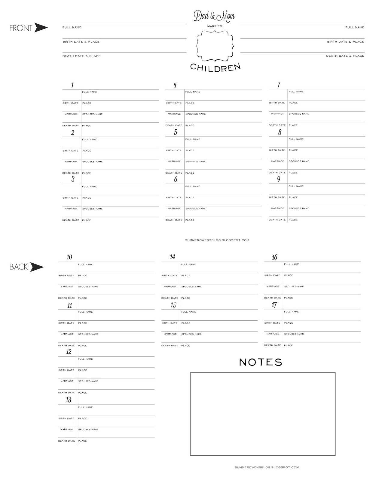 Summer Owens: Free Printable - Family Group Sheet, Family Group within Family Group Sheet Printable Free