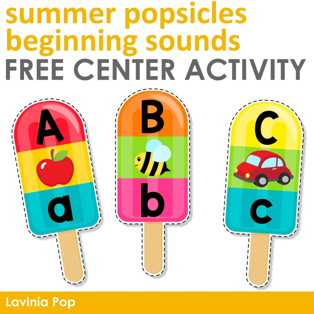 Summer Popsicle Alphabet And Beginning Sounds - Free Printable throughout Free Popsicle Printables