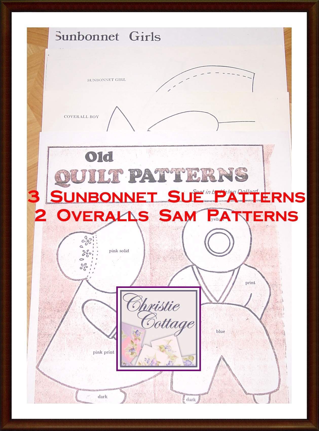 Sunbonnet Sue And Overall Sam Quilt Pattern Vintage 5 Patterns Pdf regarding Printable Sunbonnet Sue Patterns To Print