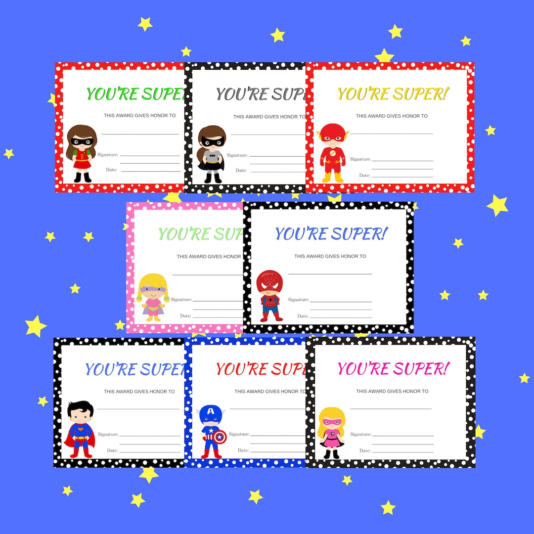 Super Hero Belohnung Zertifikat | Du Bist Super Award | Druckbare throughout Free Printable Superhero Awards