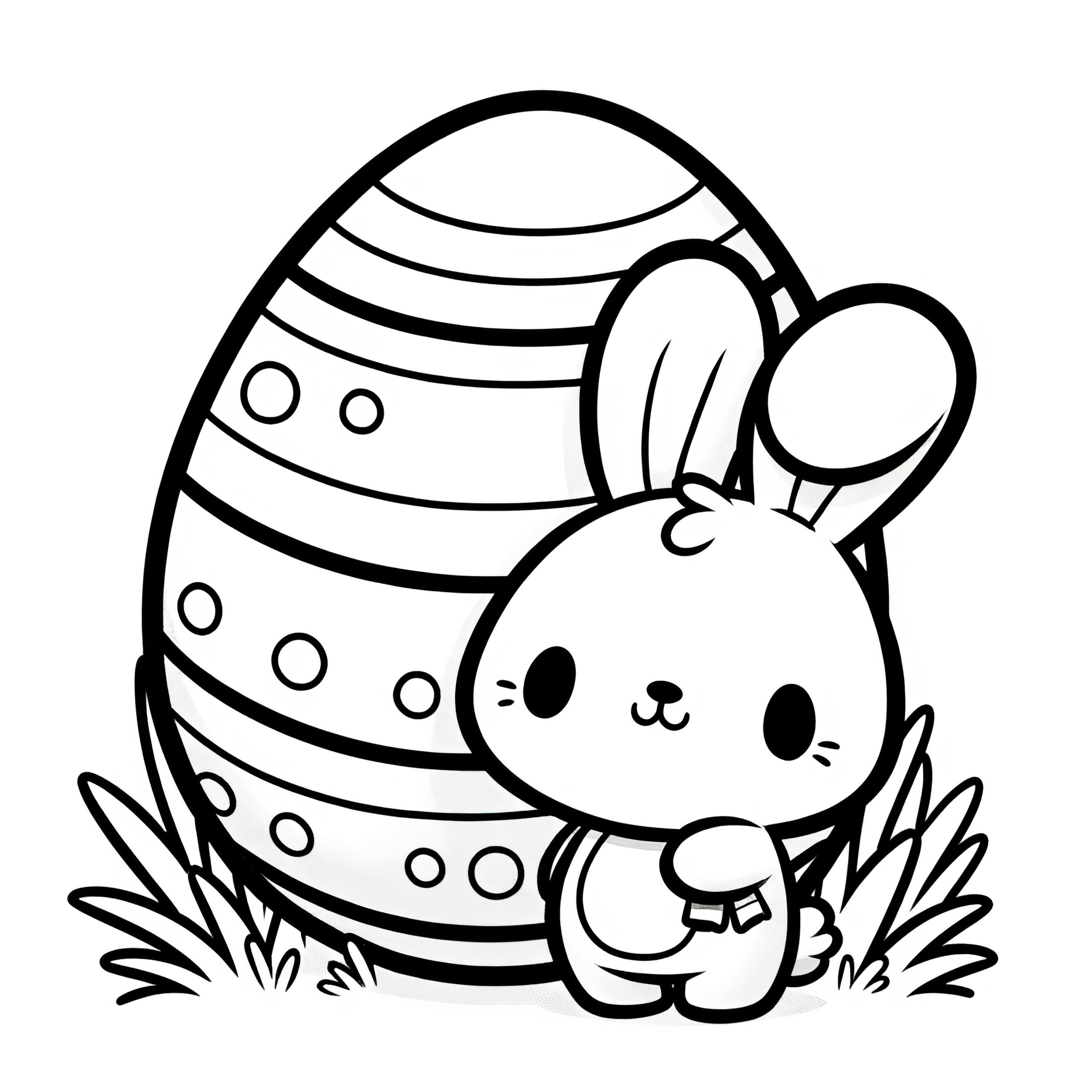 Sweet Easter Bunny With A Huge Easter Egg: Simple Coloring Page (Free) with regard to Free Easter Templates For Photoshop