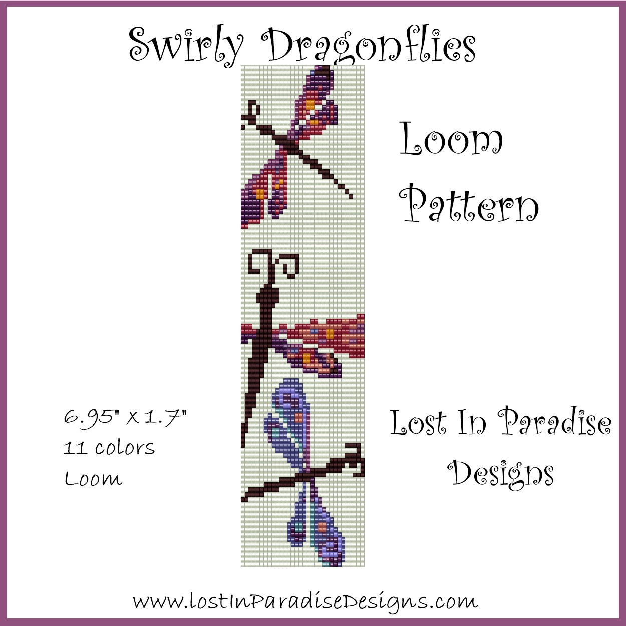 Swirly Dragonflies Loom Pattern within Free Dragonfly Loom Pattern Printable
