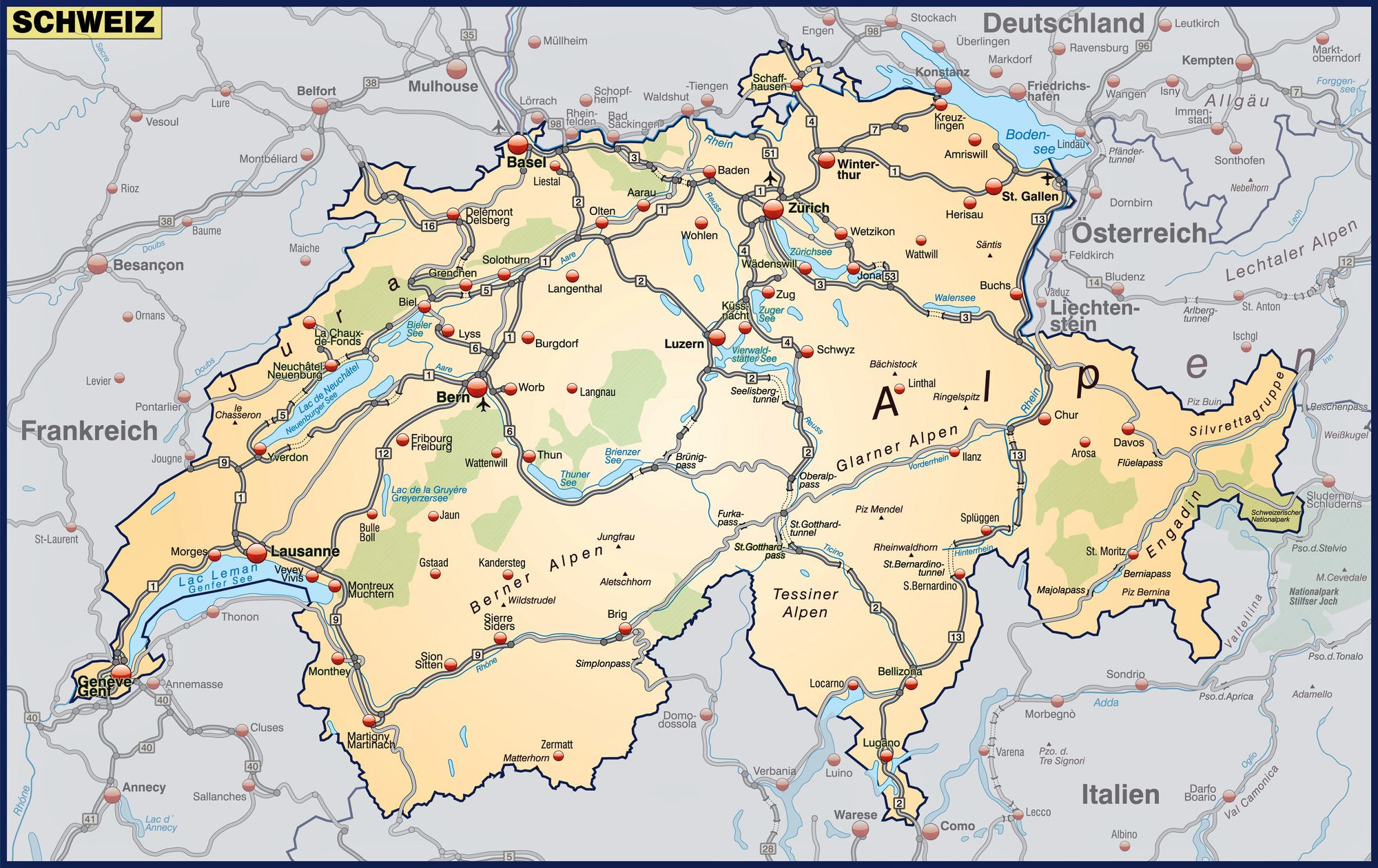 Switzerland Maps | Printable Maps Of Switzerland For Download within Free Printable Map of Switzerland