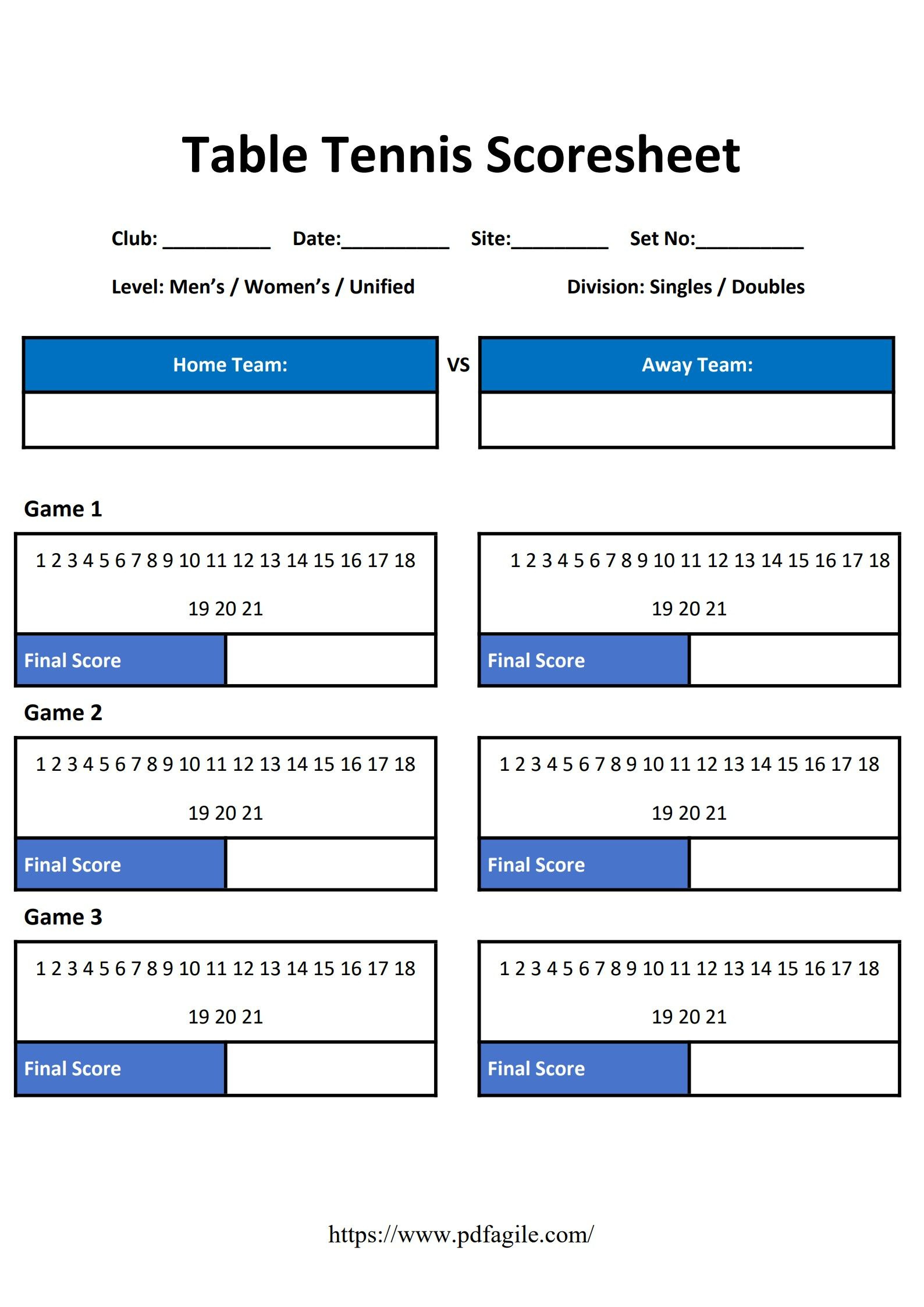 Tablet Tennis Scoresheet Template | Pdf Agile in Free Printable Tennis Score Sheets