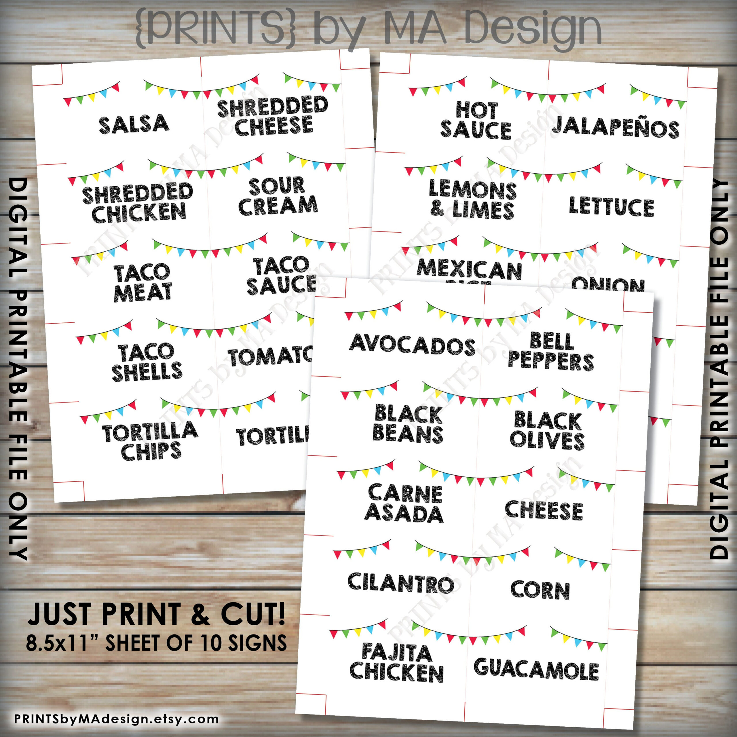 Taco Bar Labels, Taco Bar Menu Fiesta Mini Menu Taco Labels, Taco regarding Free Printable Taco Bar Labels