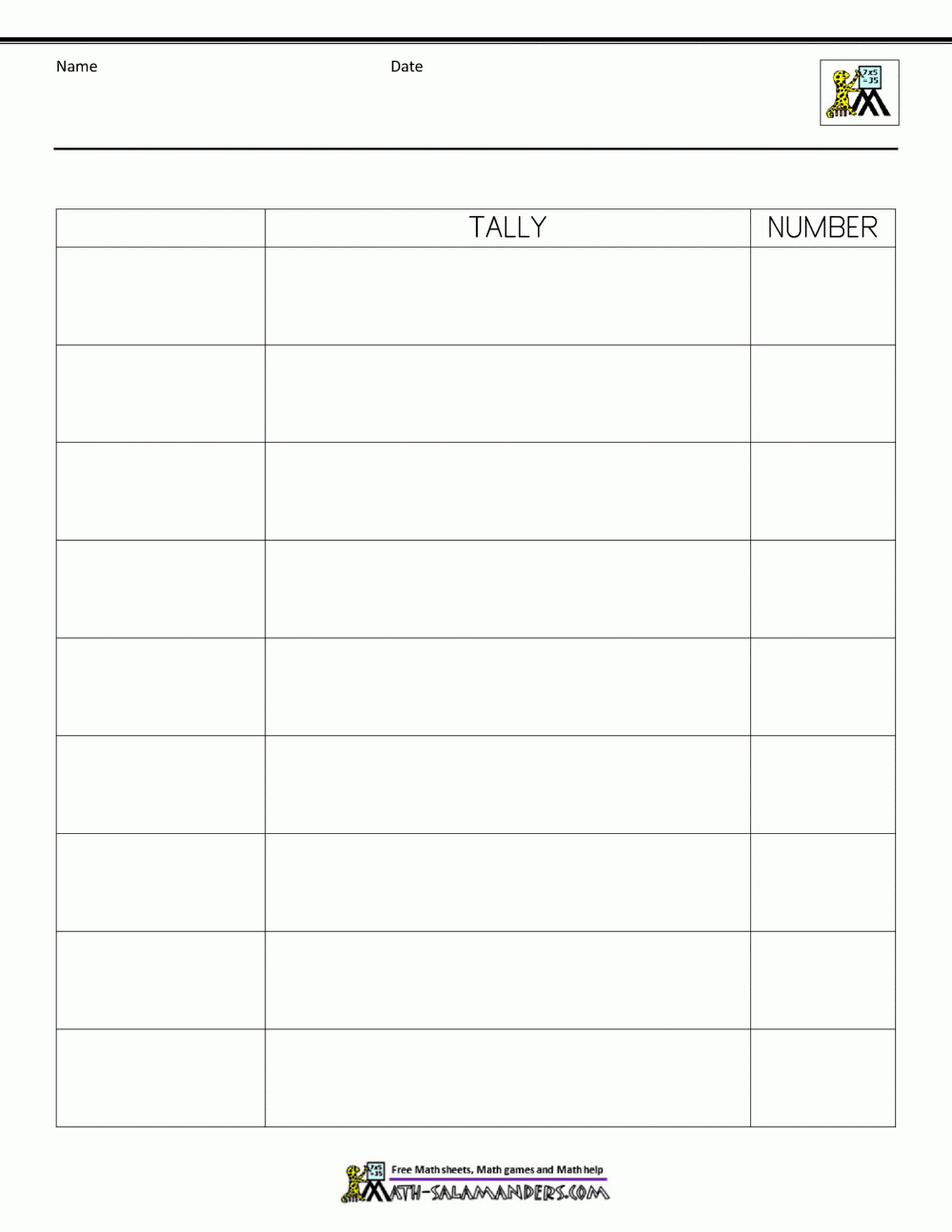 Tally Chart Worksheets for Free Tally Sheet Template