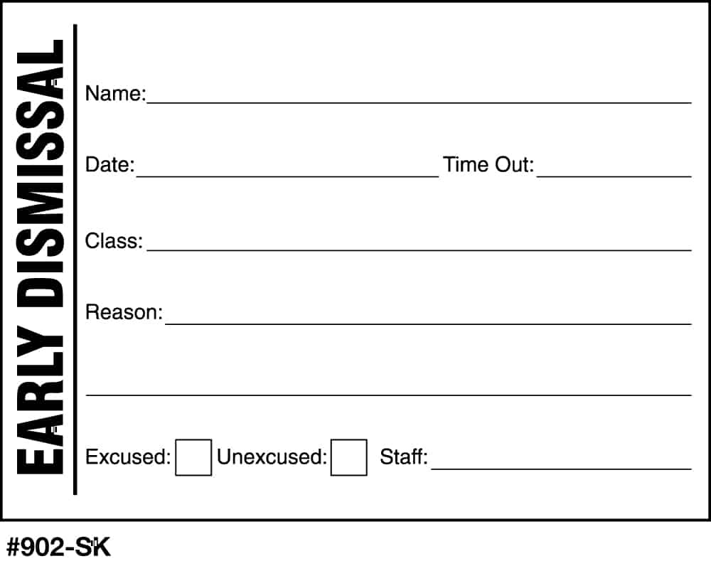 Tardy Slips &amp;amp; Early Dismissal Slips For School Security in Free Printable Printable Tardy Slips