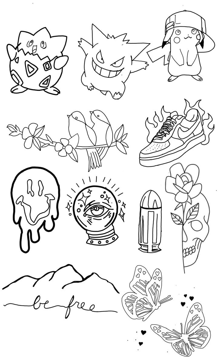 Tattoo Flash Sheet Stencil for Printable Beginner Tattoo Stencils
