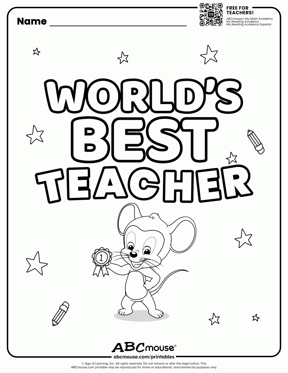 Teacher Appreciation (Free Printable!) | Abcmouse for Abc Mouse Free Printables