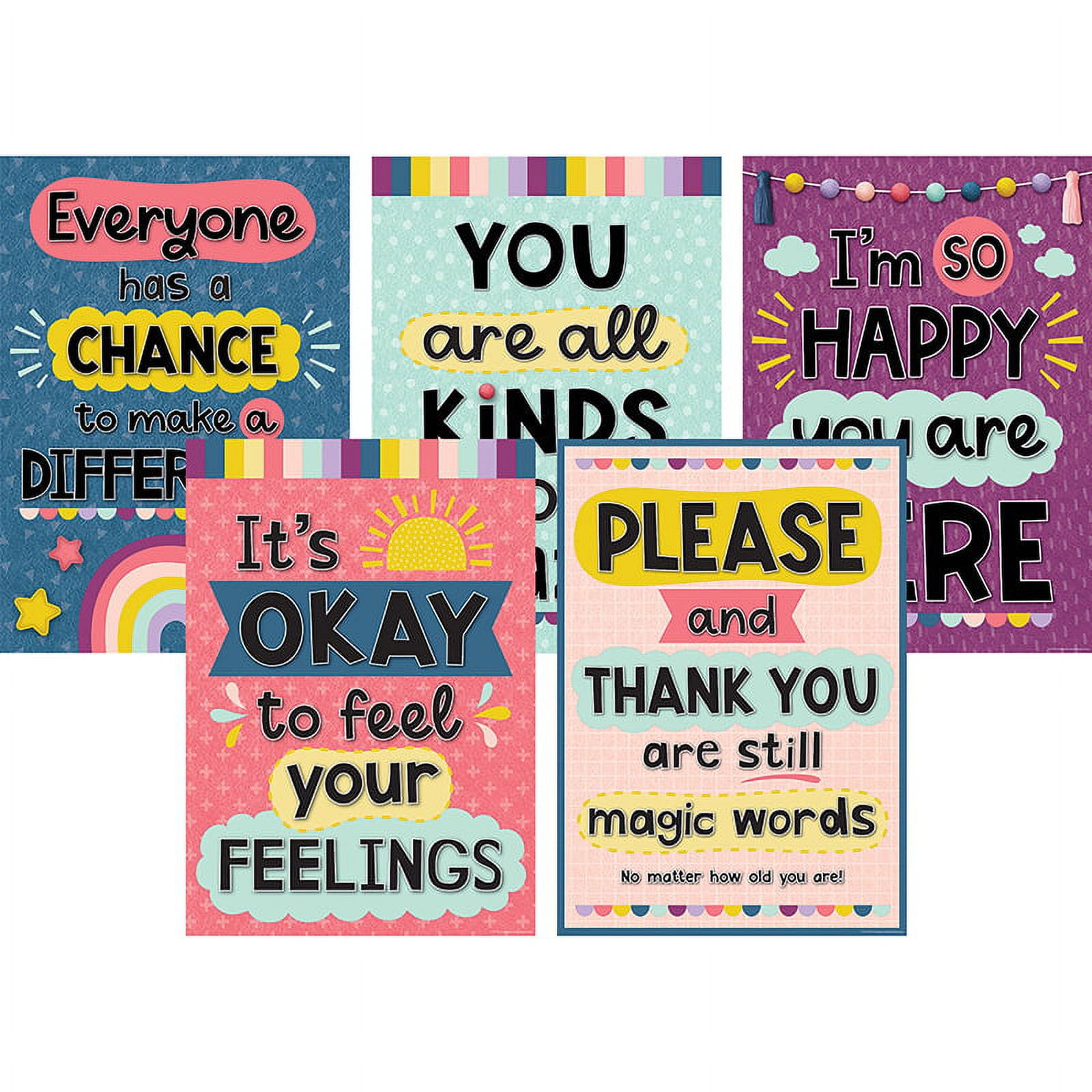 Teacher Created Resources Oh Happy Day Poster Pack, 5 Posters with Free Printable Daily Five Posters