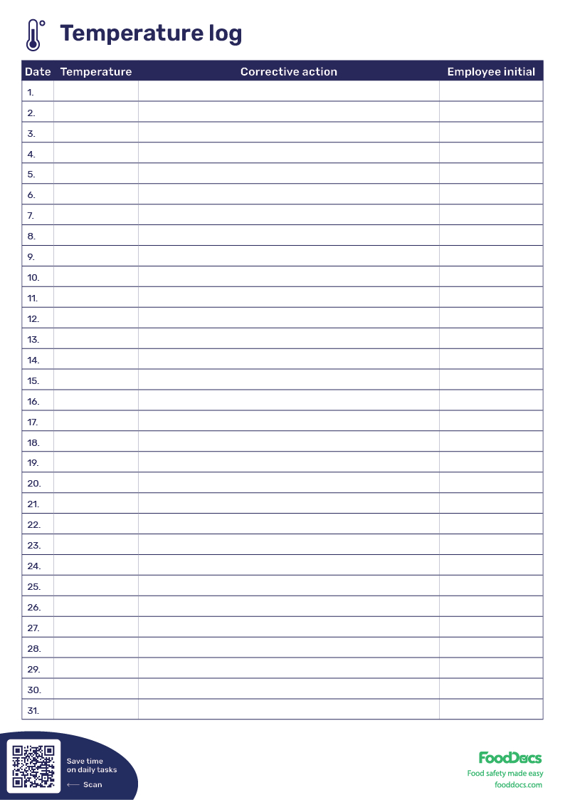 Temperature Log Sheet | Download Free Template intended for Free Temperature Log Template