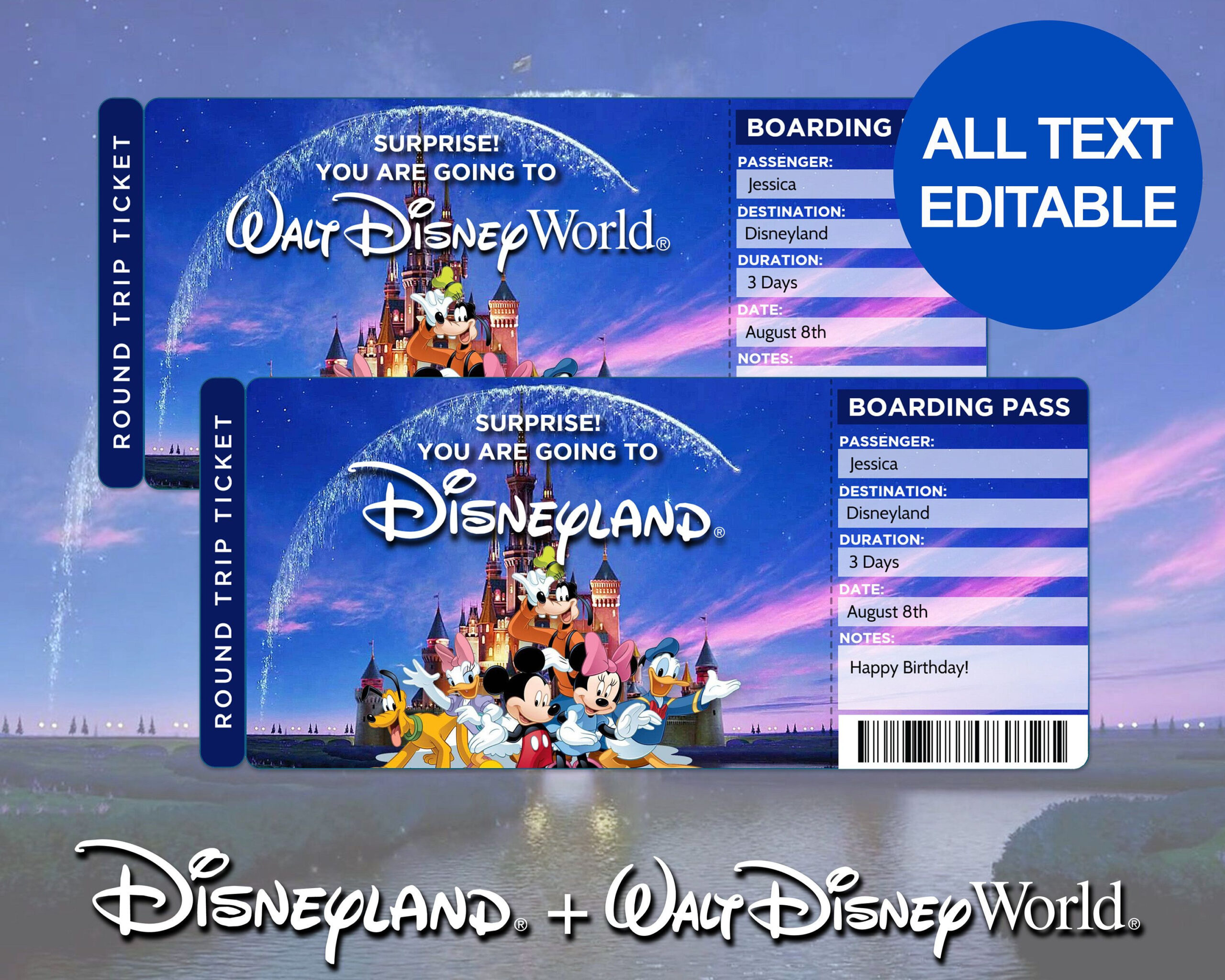Template Free Printable Surprise Disney Tickets in Disney Ticket Free Printable