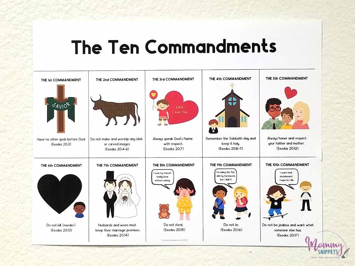Ten Commandments For Kids- Simple 10 Commandments Printable with Ten Commandments Printable Free