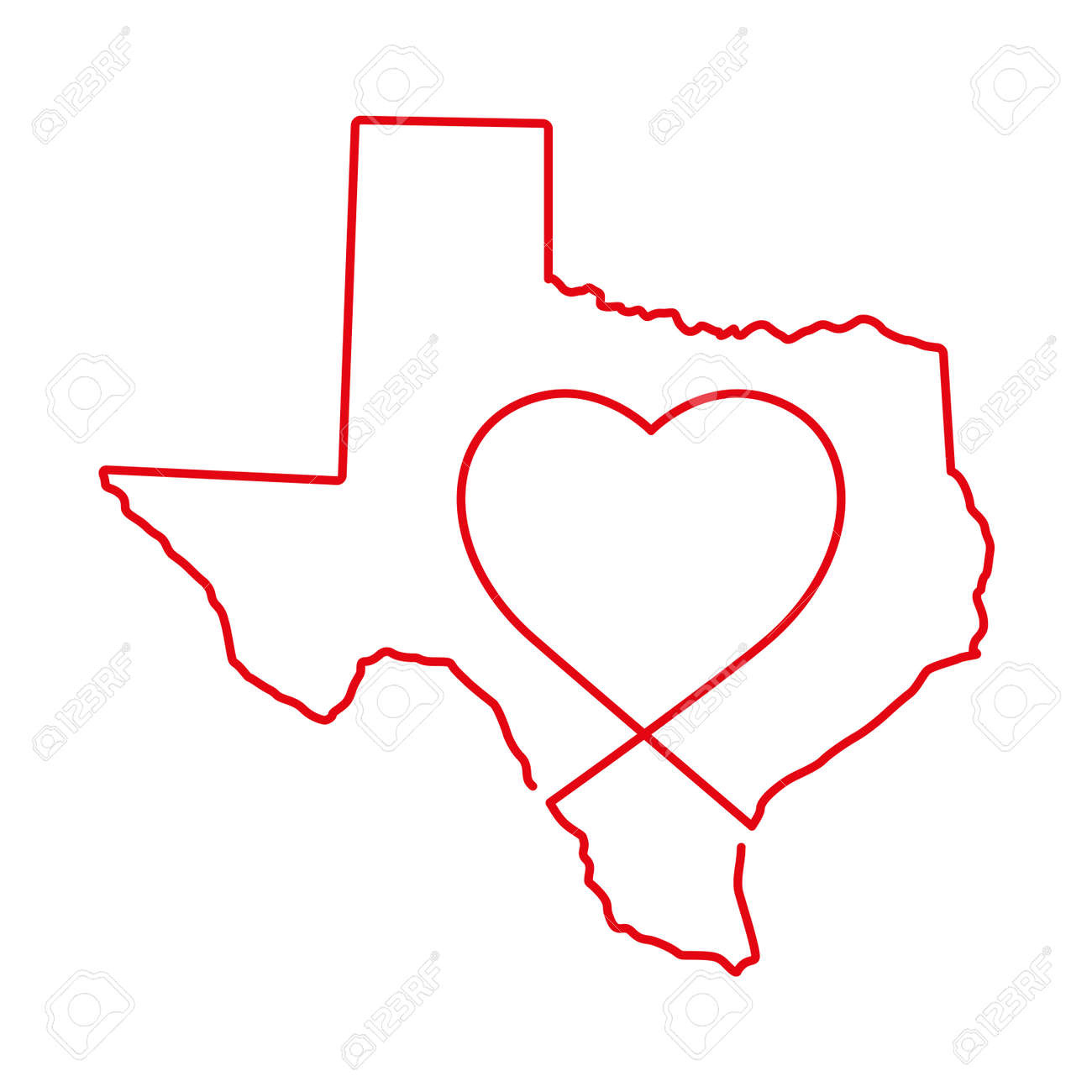 Texas Us State Red Outline Map With The Handwritten Heart Shape with regard to Free Small Printable Patterns of Texas
