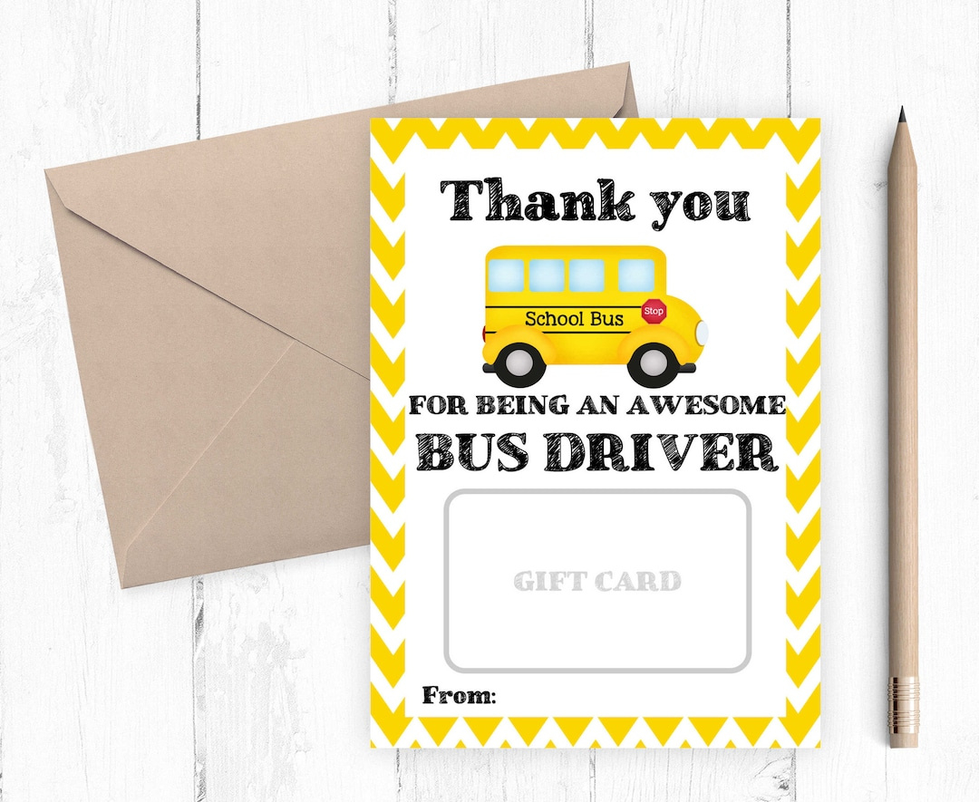 Thank You Bus Driver Gift Card Printable, Teacher Gift Card Holder pertaining to Bus Driver Cards Free Printables