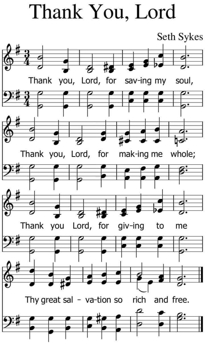 Thank You Lord Sheet Music throughout Free Printable Black Gospel Sheet Music