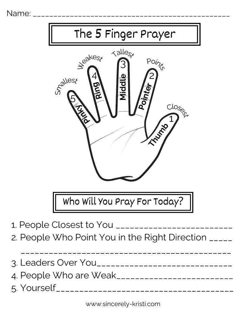 The Five Finger Prayer Method | Free Printables Included throughout Free Printable Five Finger Prayer