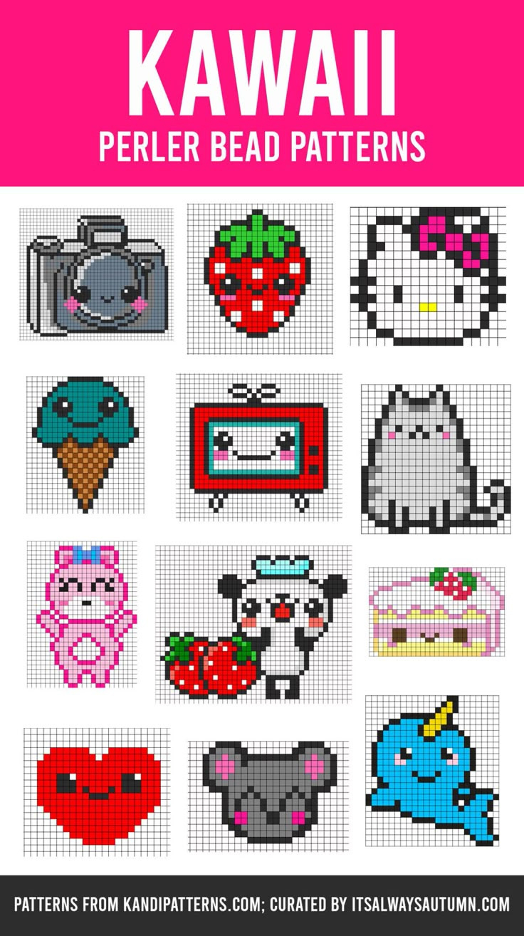 The Giant List Of Perler Bead Patterns {Fuse Beads, Melty Beads} in Perler Bead Printable Patterns
