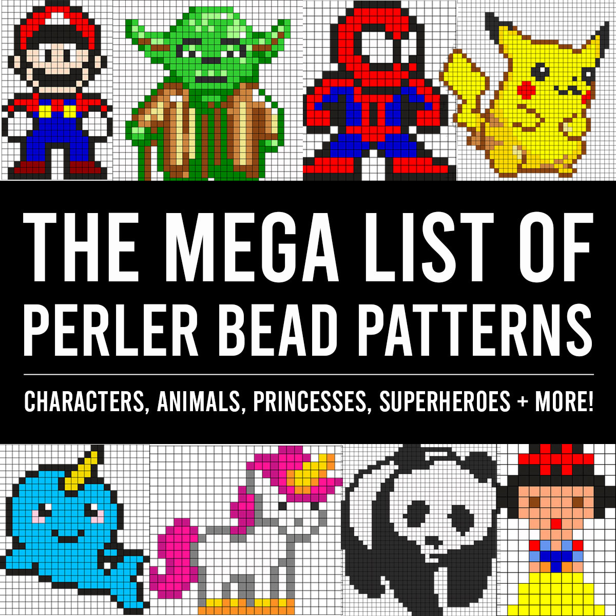 The Giant List Of Perler Bead Patterns {Fuse Beads, Melty Beads with Free Printable Patterns For Perler Beads