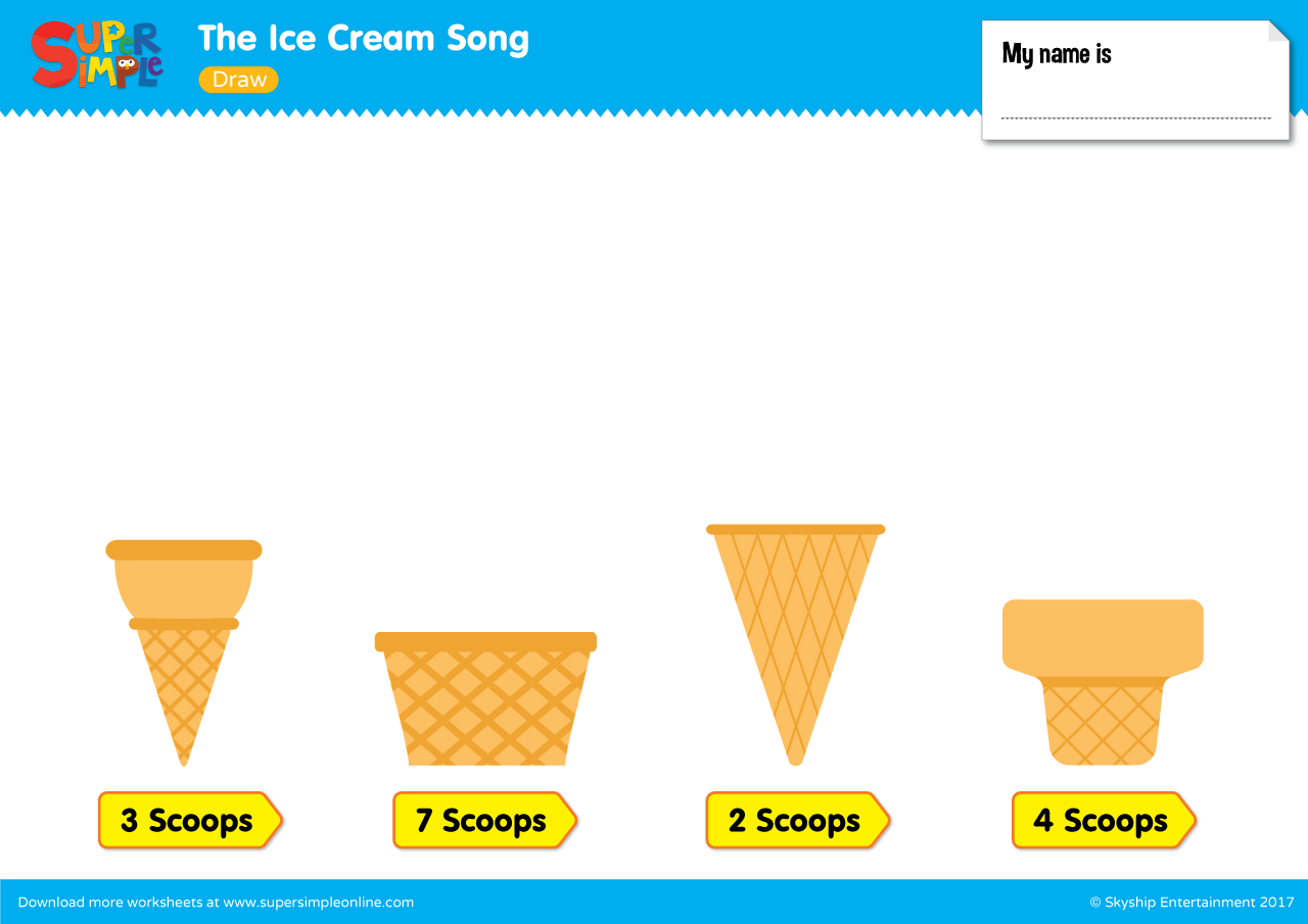 The Ice Cream Song - Draw - Super Simple within Free Printable Ice Cream Worksheets