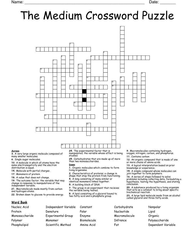 The Medium Crossword Puzzle - Wordmint in Free Printable Crosswords Medium Difficulty