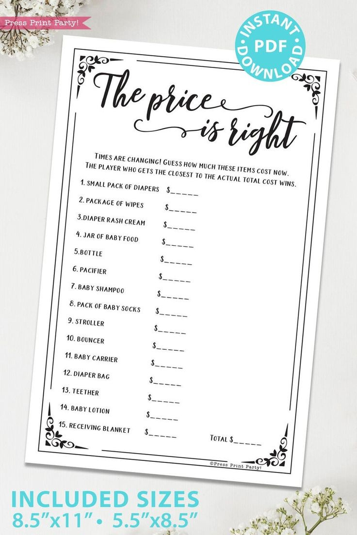 The Price Is Right Baby Shower Game Printable, Unique Baby Shower inside Price Is Right Game Template Free