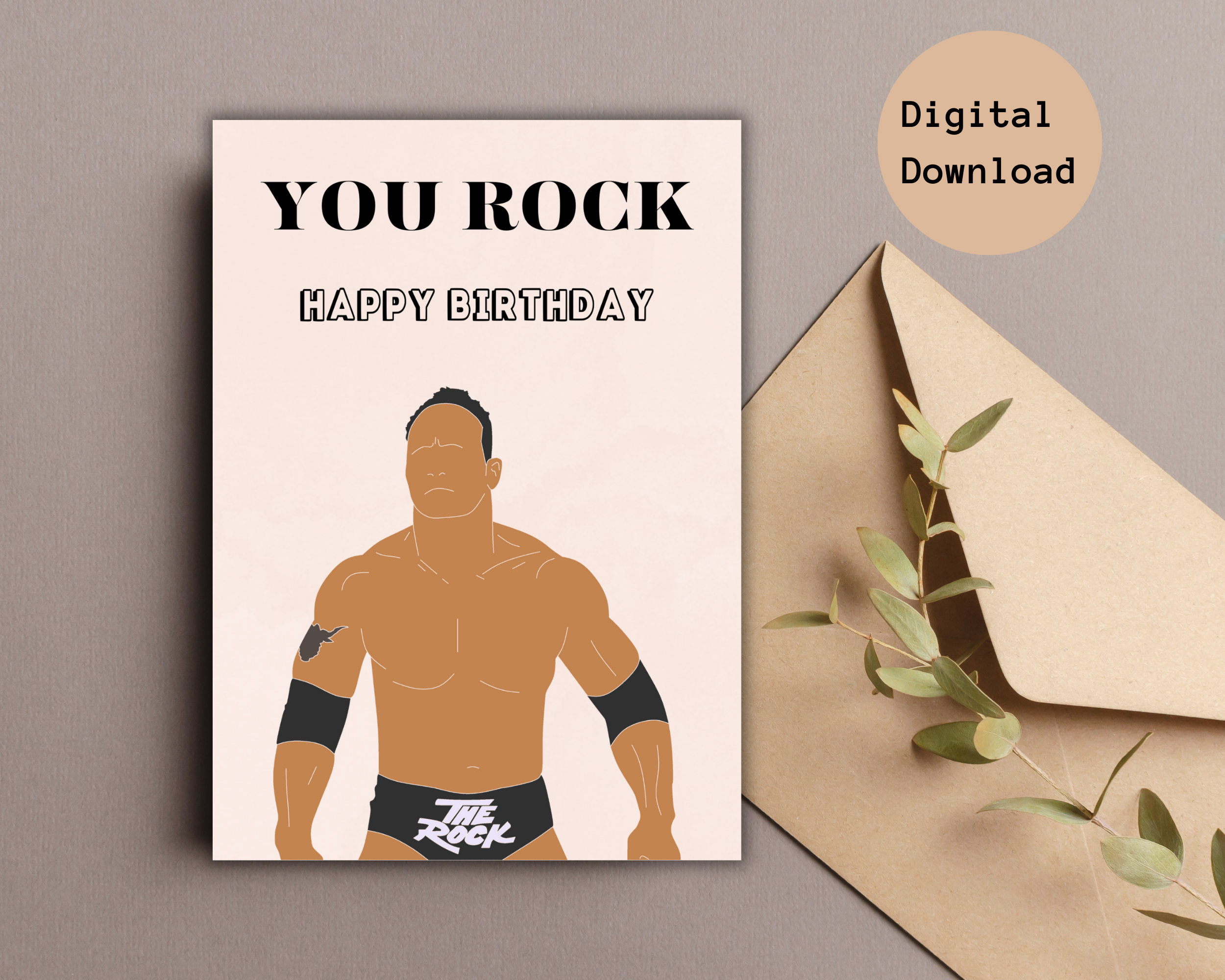 The Rock Dwyane Johnson Printable Birthday Card | Instant Download | Greeting Card pertaining to Wrestling Birthday Cards Printable Free