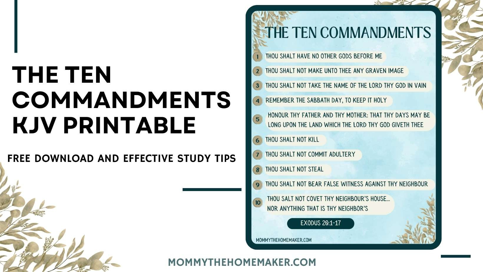 The Ten Commandments Kjv (Free Printable Pdf) - Mommy The Homemaker with regard to Free Printable Copy of the Ten Commandments