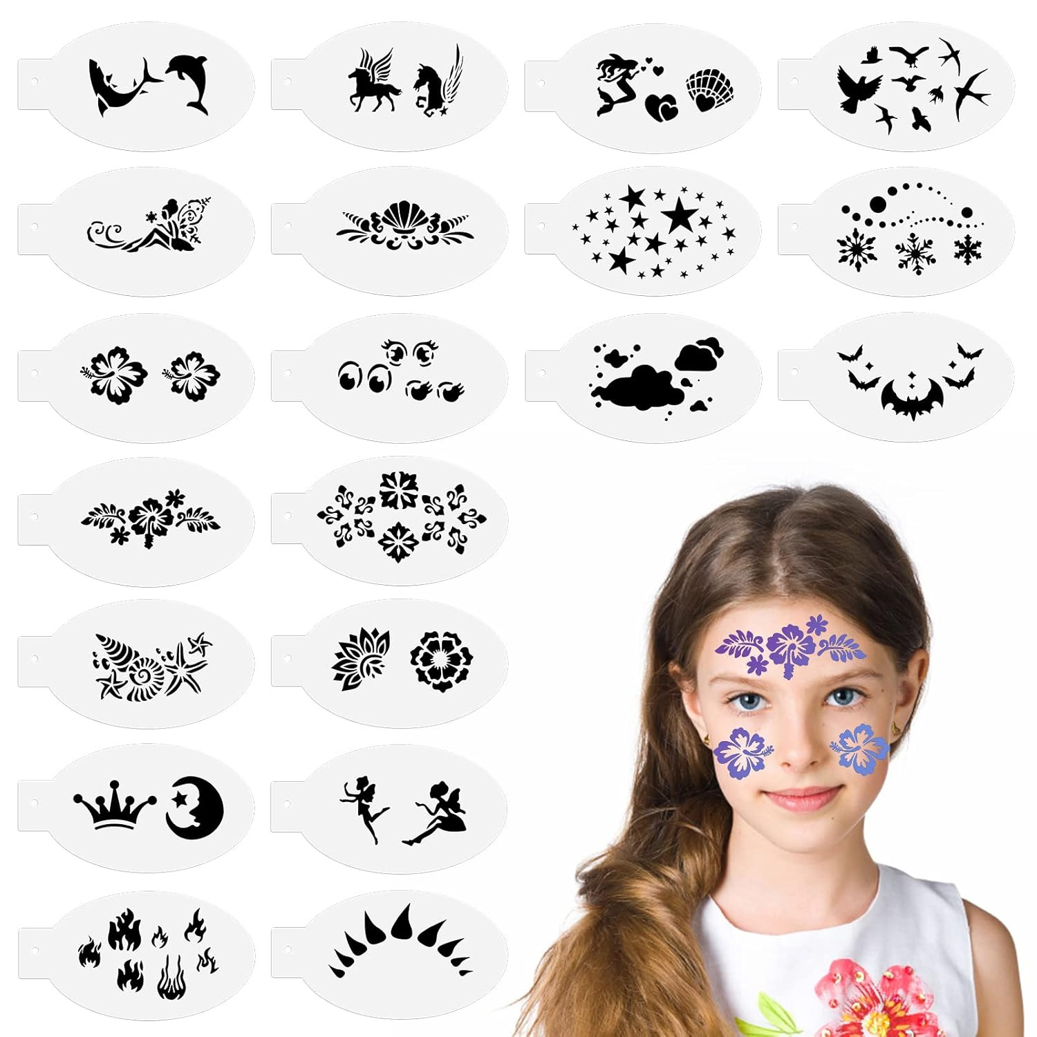 Thinp Reusable Face Painting Stencils - 20 Piece Set For India | Ubuy intended for Free Printable Face Painting Stencils