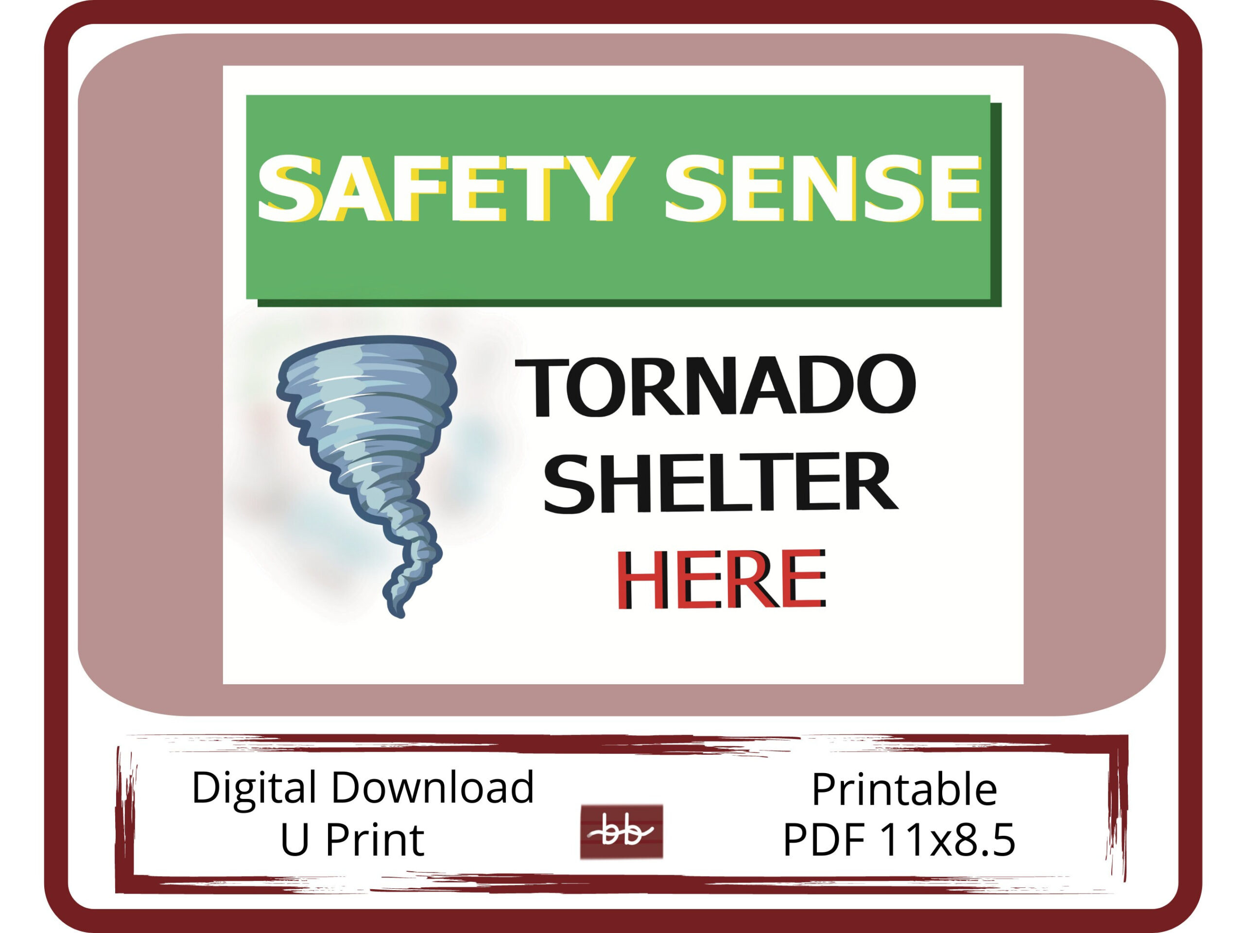 Tornado Shelter Here Sign 8.5 X 11 Easily Printable Pdf File intended for Free Printable Tornado Shelter Signs