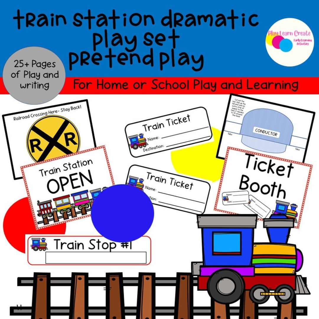 Train Station Dramatic Play, Pretend Play, Printable Play Kit, For within Free Printable Play Train Tickets