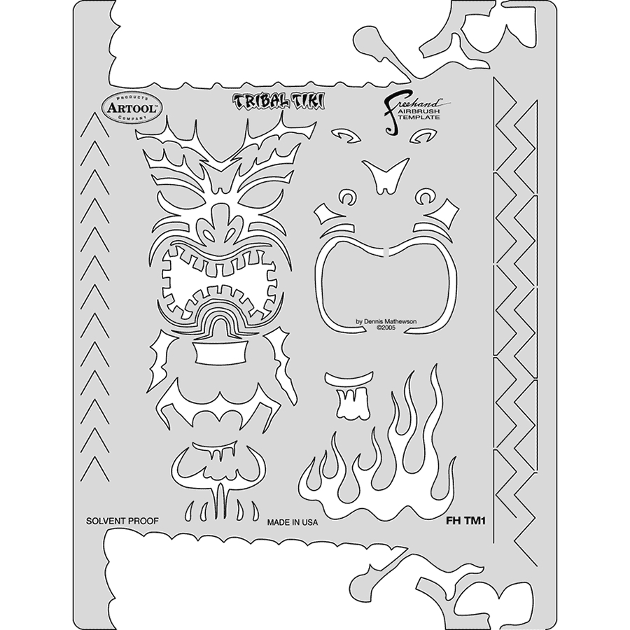 Tribal Tiki Airbrush Stencils | Dennis Mathewson Tiki Master | Artool within Free Printable Tiki Stencils