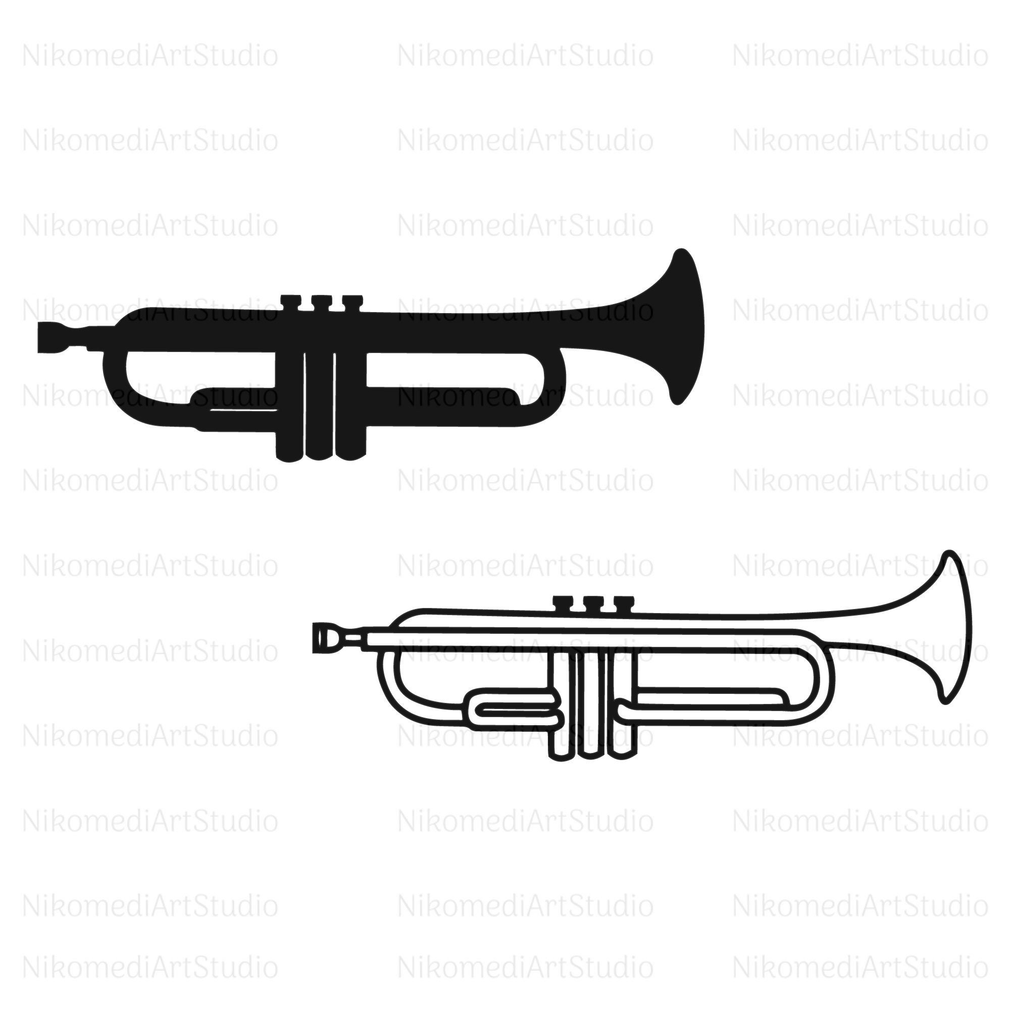 Trumpet Stencil - Etsy Uk pertaining to Simple Trumpet Stencils Printable