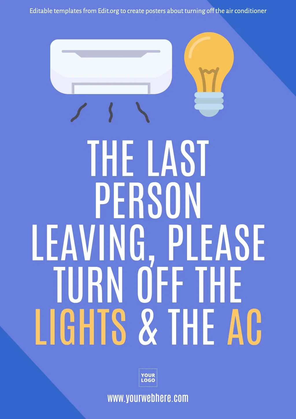 Turn Off The Air Conditioner Posters for Free Printable Turn Off Light Signs