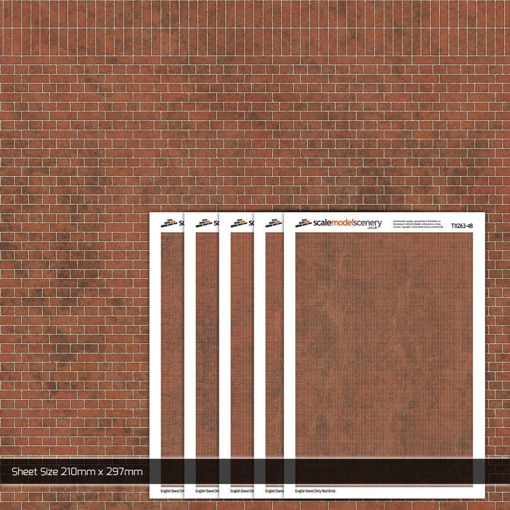 Tx263-48 English Bond Dirty Red Brick Texture Paper Pack Of 5 - 1 inside Free Printable Ho Scale Brick Paper