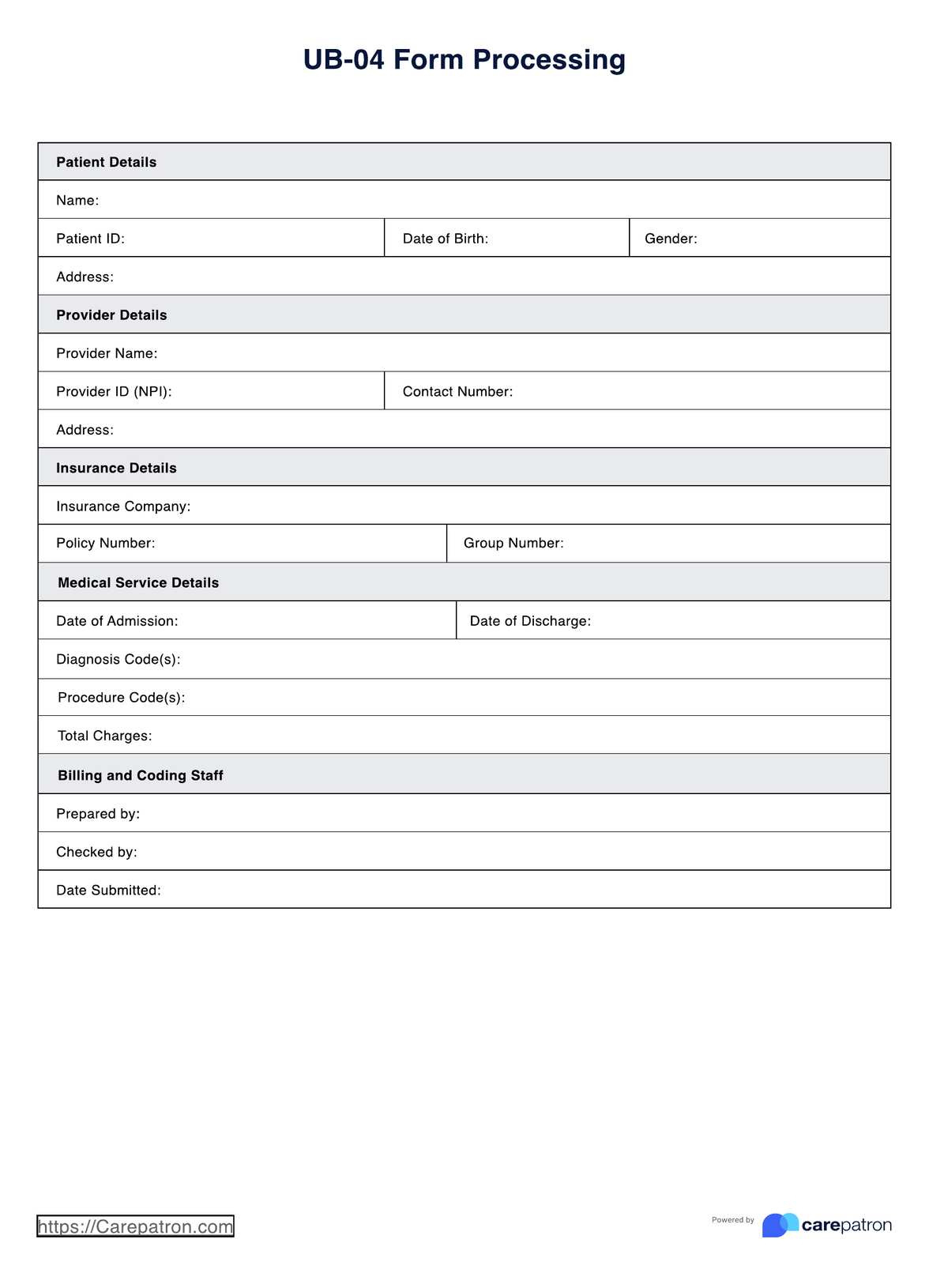 Ub 04 Forms with Free Printable Ub 04 Claim Form