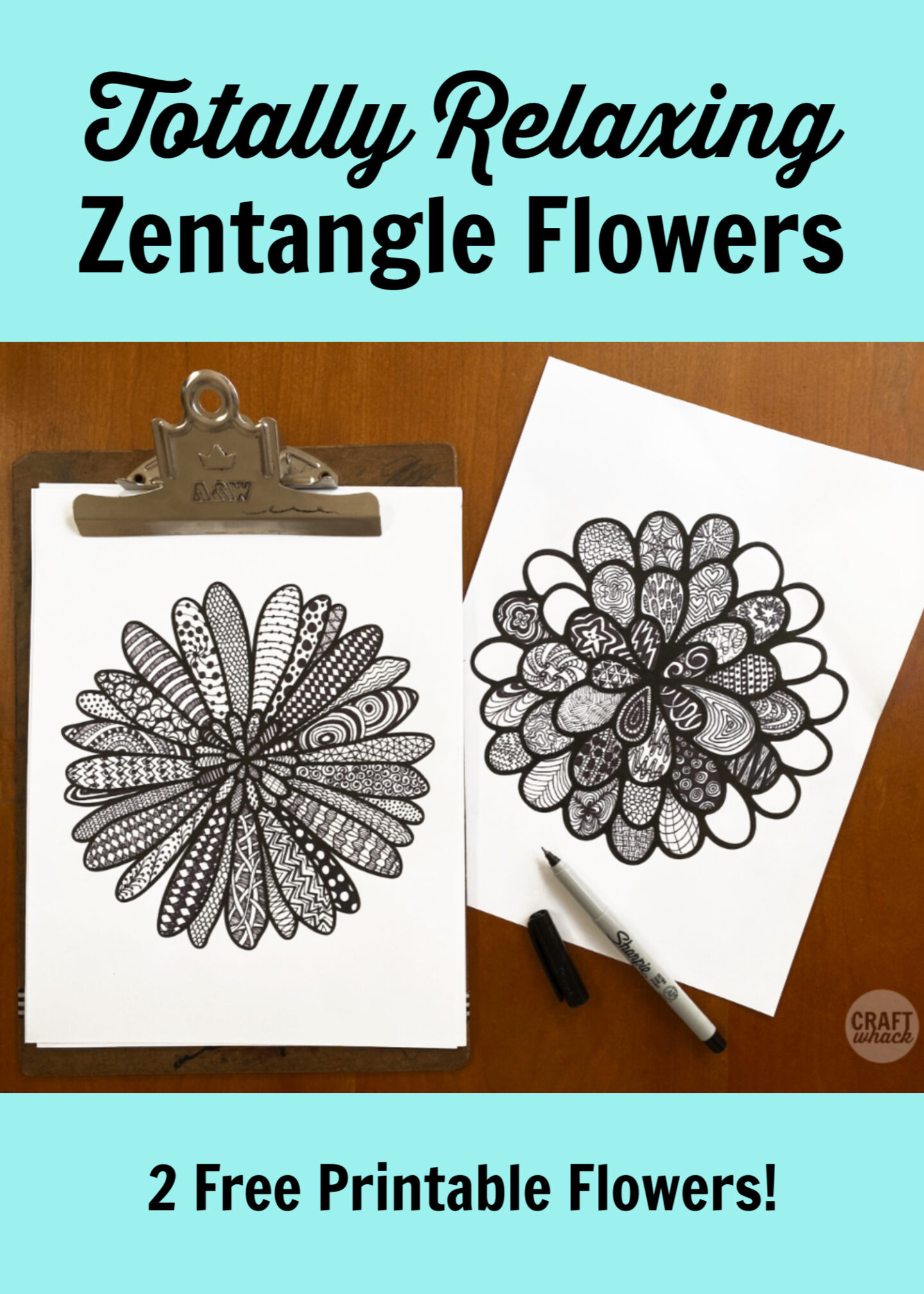 Ultra Relaxing Tangle Flower Drawing (With Free Printable in Free Printable Patterns For Zentangle Flowers